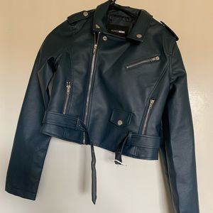 Teal blue leather jacket
